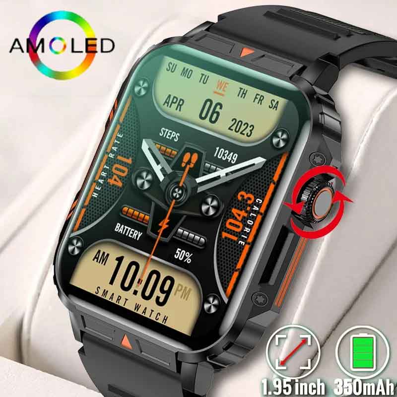 Smartwatch Square Watches For Men - 1.91 açık askeri akıllı saat erkekler
