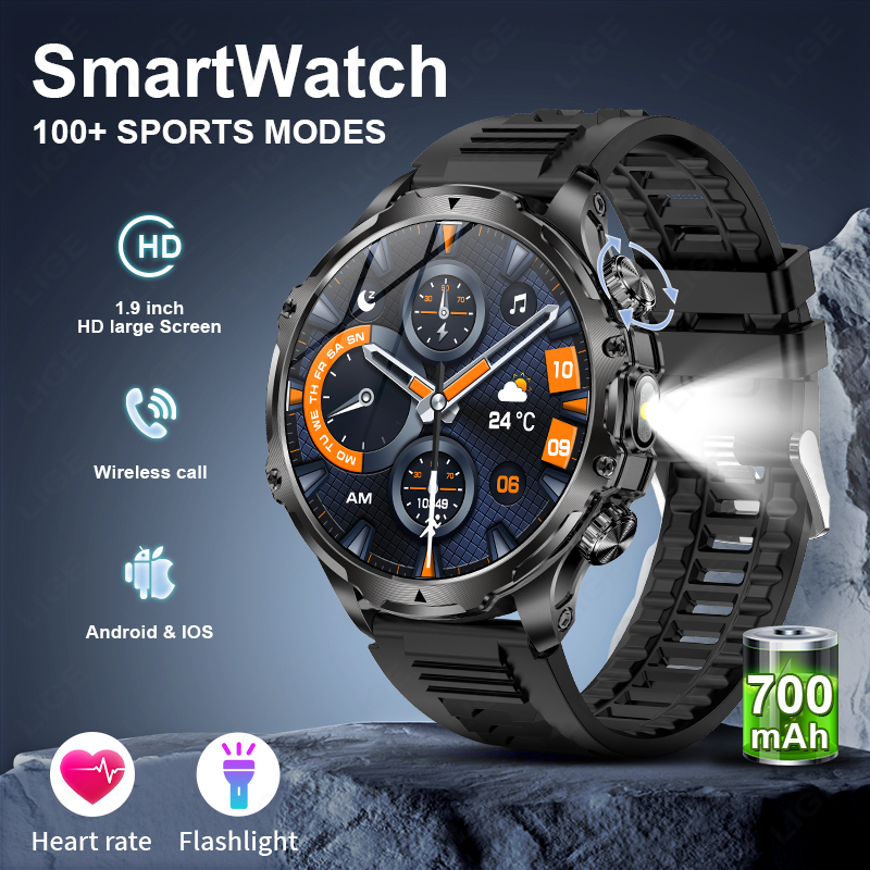Smartwatch Timex Watches For Men - LIGE Smartwatch Askeri Erkekler 1.9 