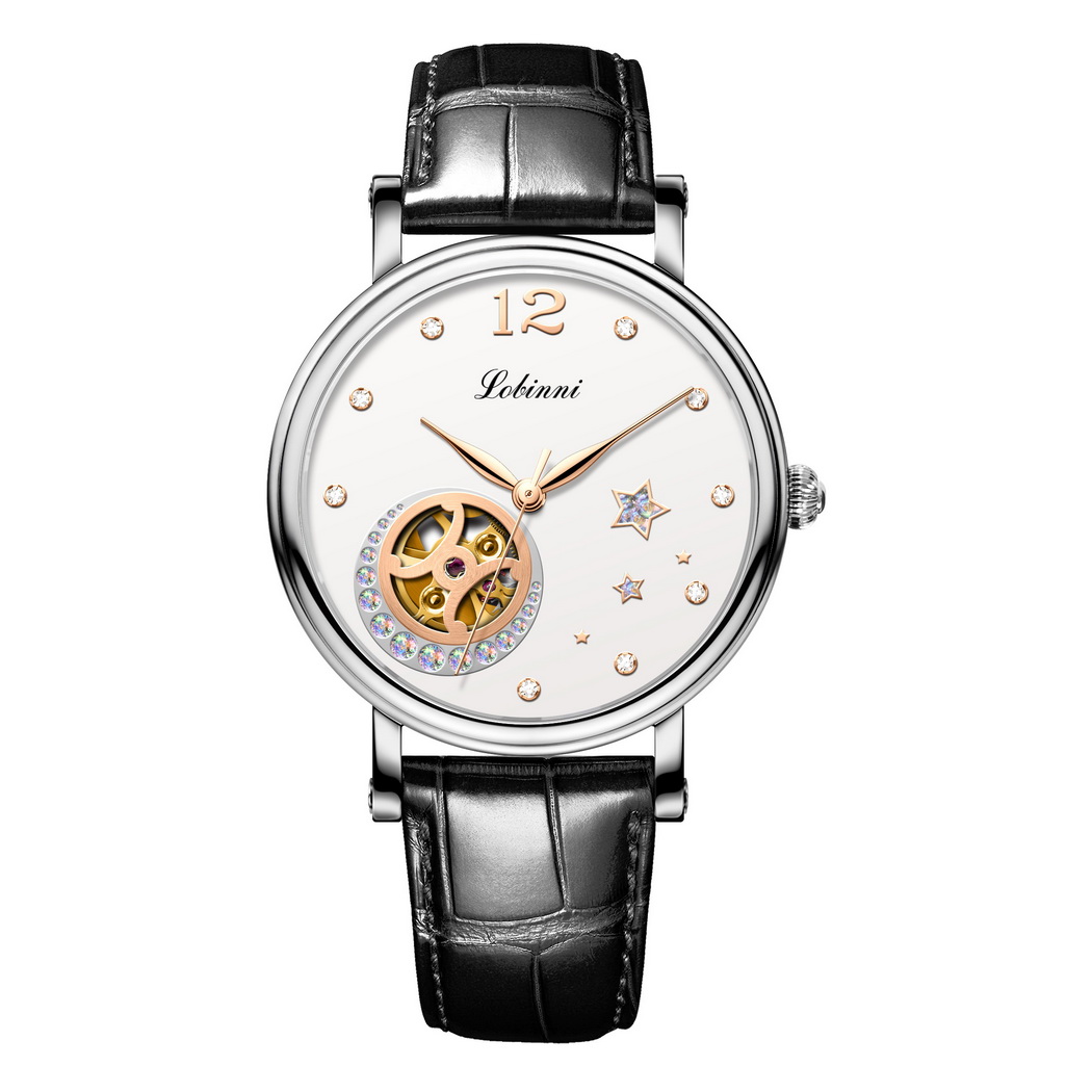 Skeleton Mechanical Watch - LOBINNI Lüks Kadın Saatler, Bayan Otomatik
