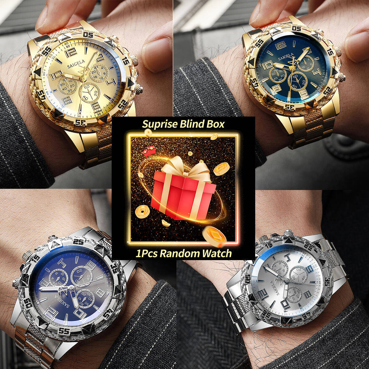 Analog Quartz Watch - 1 adet sürpriz gizem izle kör