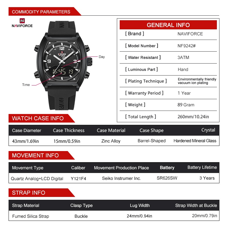 NAVIFORCE Erkek Çift Ekranlı S - Analog Quartz Watch incelemesi ve fiyatı