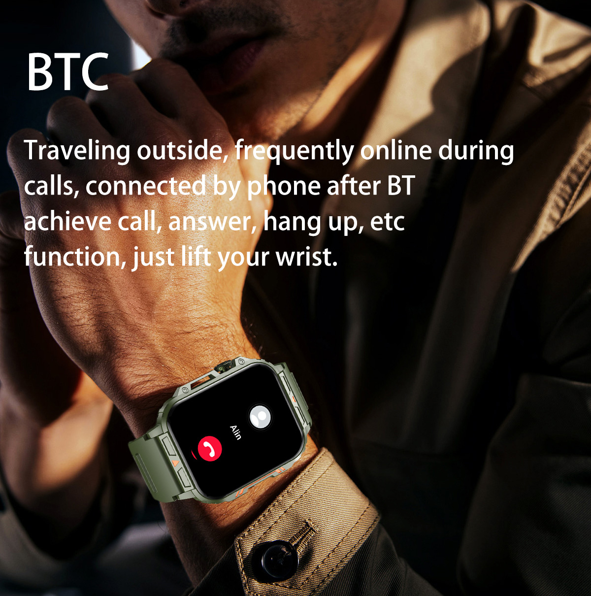 1.91 açık askeri akıllı saat e - Smartwatch Square Watches For Men incelemesi ve fiyatı