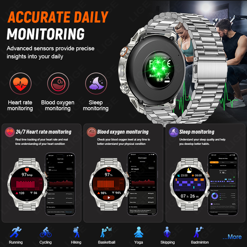LIGE Yeni Sağlam Dış Mekan Erk - Smartwatch Rugged Watches For Men incelemesi ve fiyatı