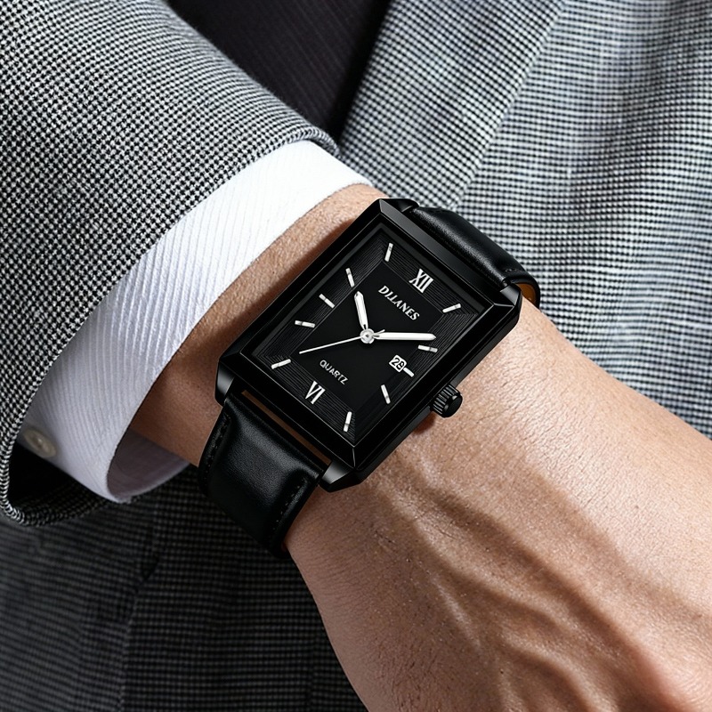 Rahat Deri erkek Saatleri Moda - Smartwatch Square Watches For Men incelemesi ve fiyatı